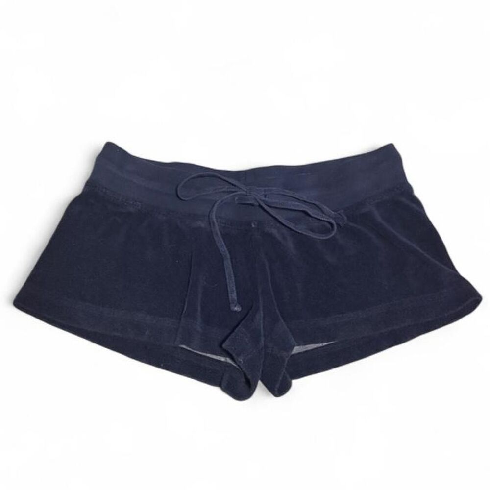 Y2K Low Rise Micro Shorts Hard Tail Navy Terry Cloth Sz Small Lounge Comfy Gym